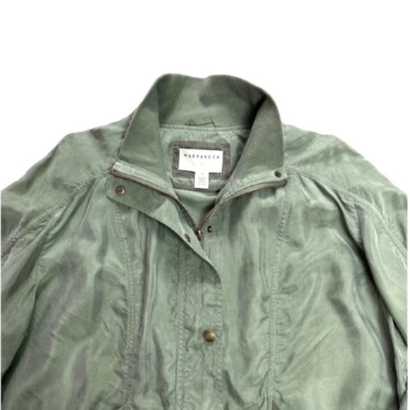 ANTHROPOLOGIE Marrakech Draped Tencel Lightweight Bomber Jacket Army Green Sz 1X - Picture 3 of 7